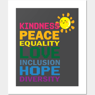 Peace Love Inclusion Equality Diversity Human Rights Posters and Art